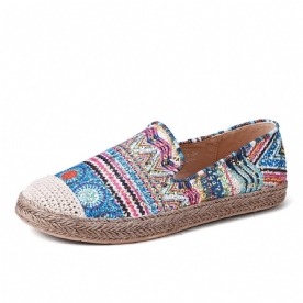 Boheems Patroon Uitgehold Mesh Doek Comfortabele Draagbare Instapper Casual Espadrille Platte Schoenen