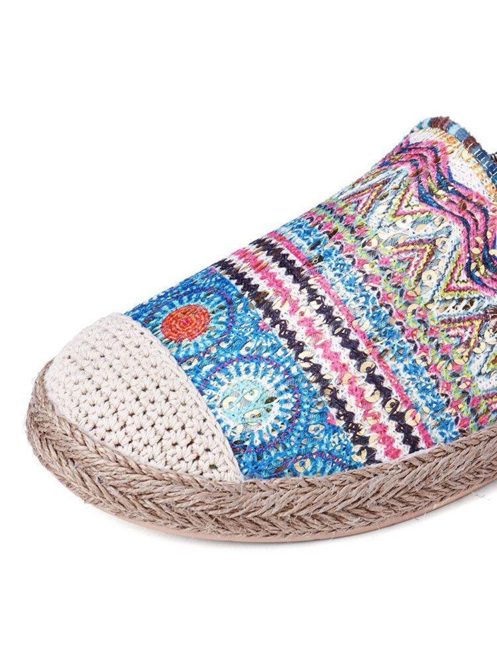 Boheems Patroon Uitgehold Mesh Doek Comfortabele Draagbare Instapper Casual Espadrille Platte Schoenen