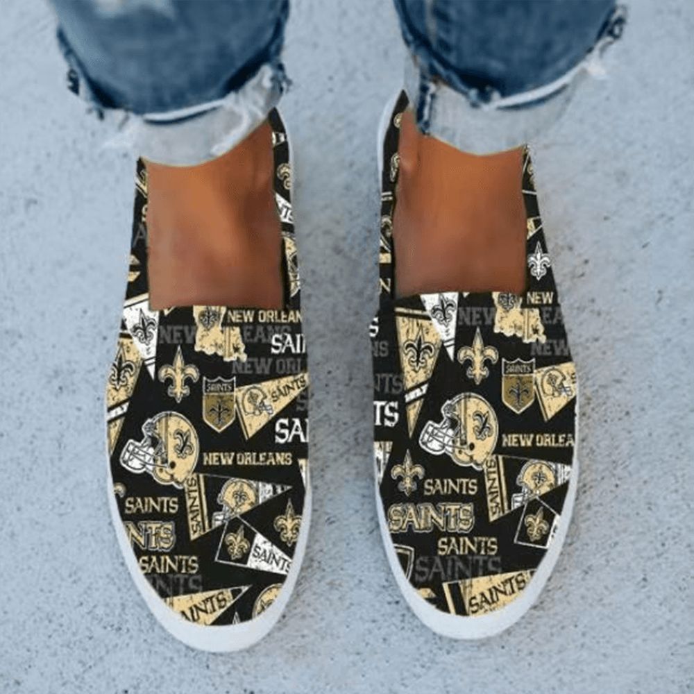 Dames Casual Drukletters Met Ronde Neus Platte Canvas Schoenen