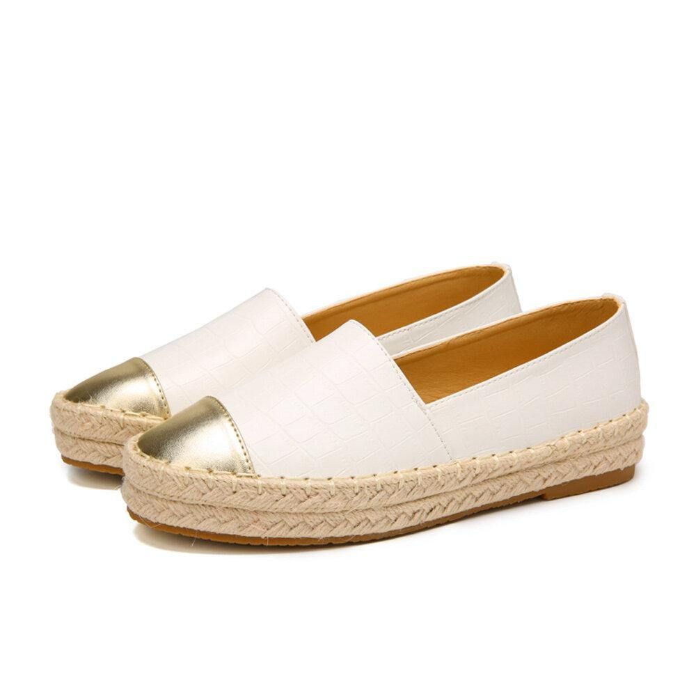 Dames Casual Splicing Slip On Espadrille Loafers Platte Schoenen Vissersschoenen