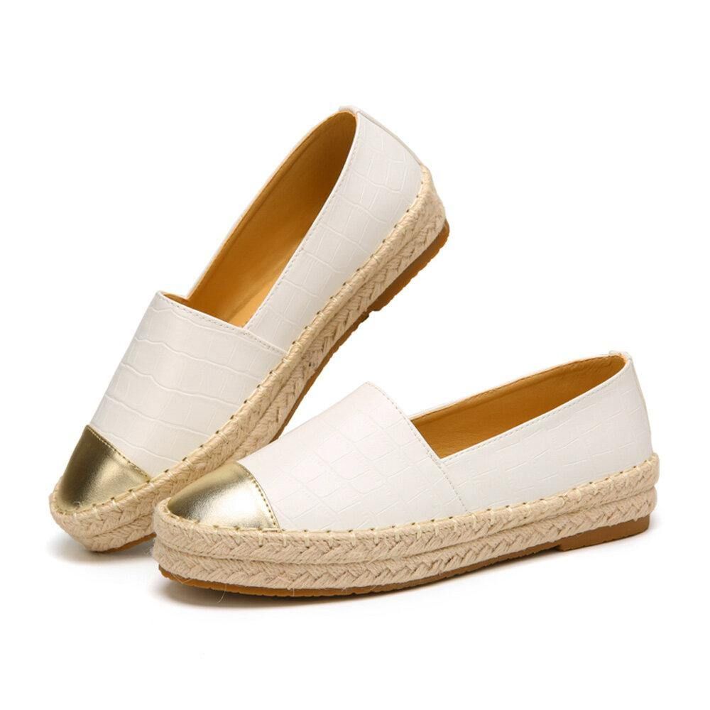 Dames Casual Splicing Slip On Espadrille Loafers Platte Schoenen Vissersschoenen