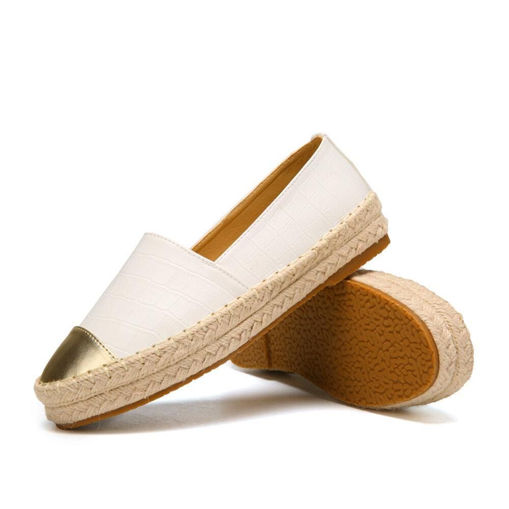 Dames Casual Splicing Slip On Espadrille Loafers Platte Schoenen Vissersschoenen