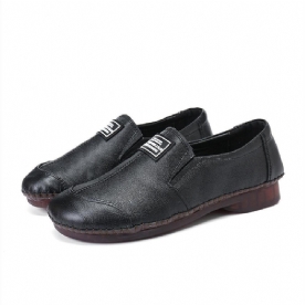 Dames Comfortabele Echt Lederen Zachte Antislip Platte Schoenen Loafers