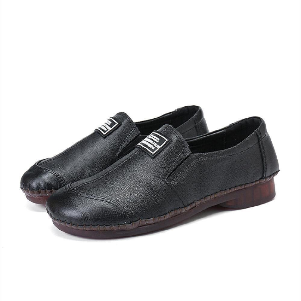 Dames Comfortabele Echt Lederen Zachte Antislip Platte Schoenen Loafers