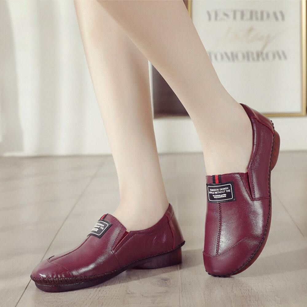 Dames Comfortabele Echt Lederen Zachte Antislip Platte Schoenen Loafers