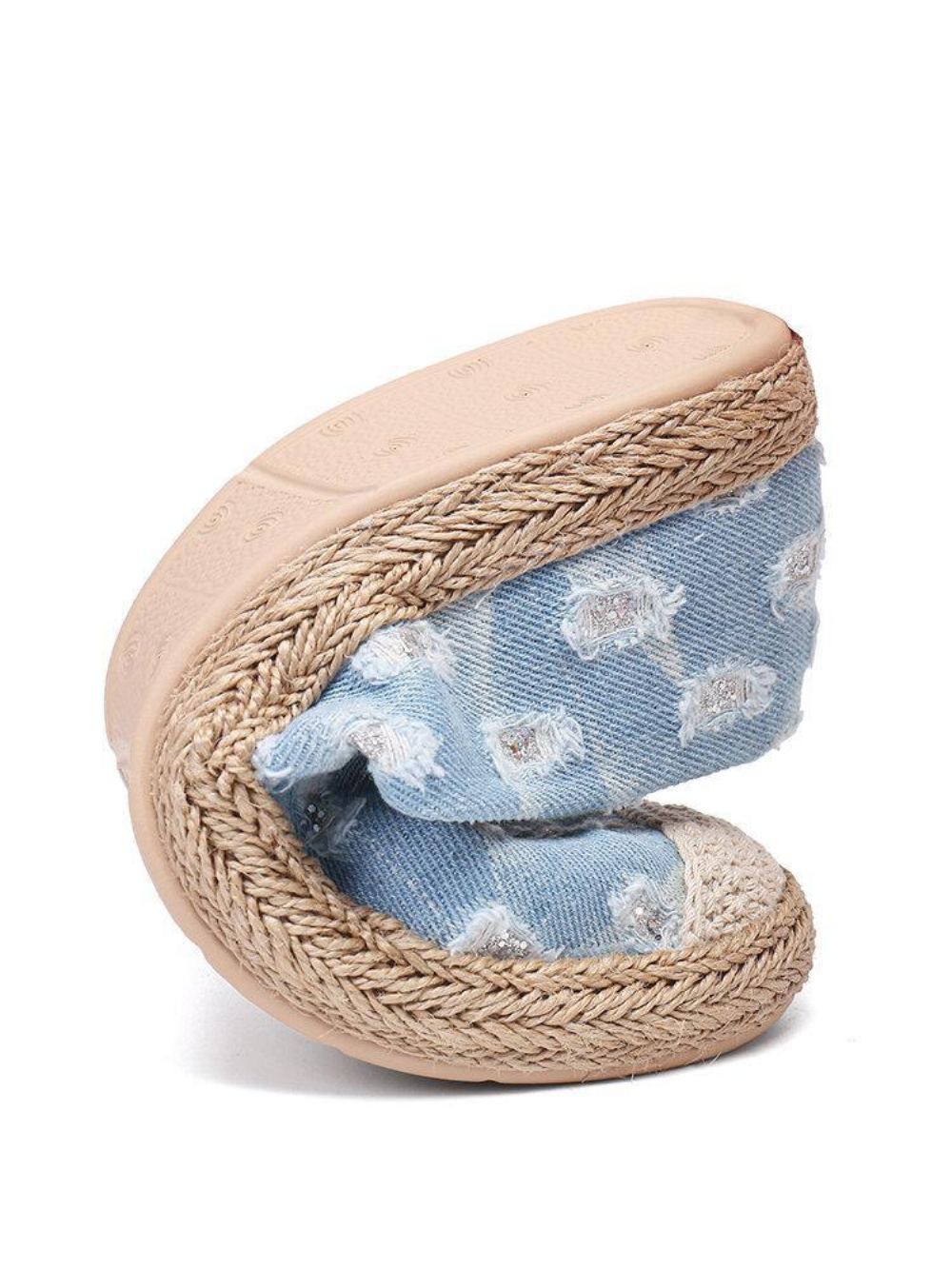 Dames Comfy Denim Ripped Design Espadrilles Platte Schoenen Loafers