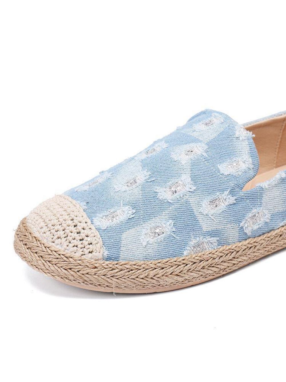 Dames Comfy Denim Ripped Design Espadrilles Platte Schoenen Loafers