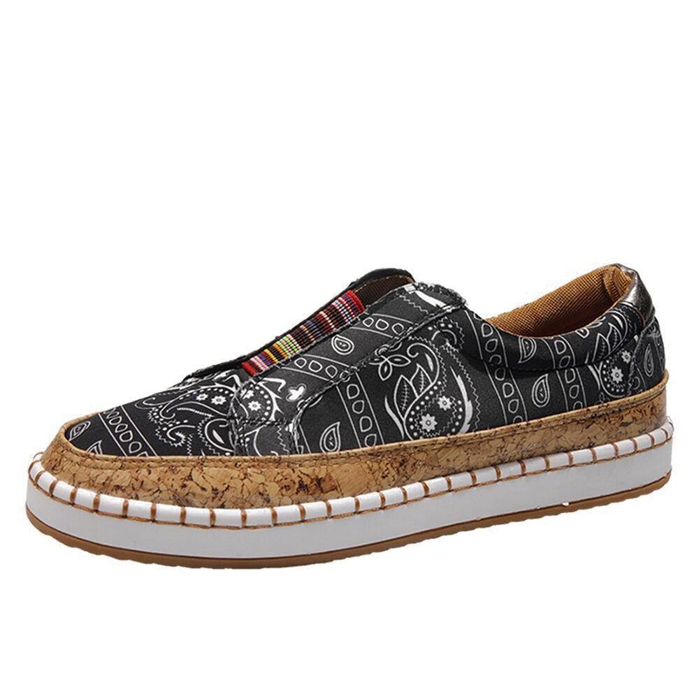 Dames Folkways Printing Comfy Slip On Casual Platte Schoenen