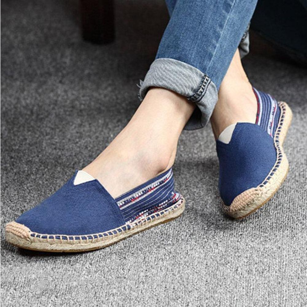 Dames Grote Maat Etnische Stijl Linnen Slip-On Espadrille Vissersschoenen