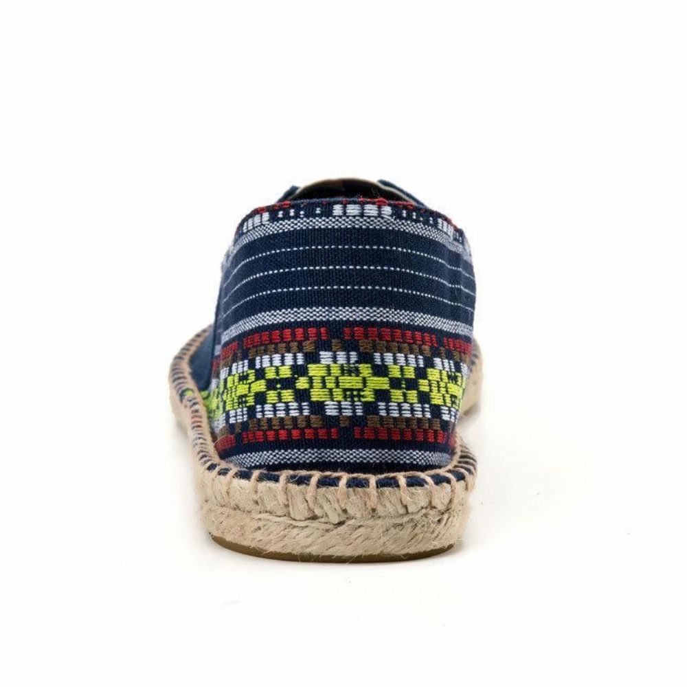 Dames Grote Maat Etnische Stijl Linnen Slip-On Espadrille Vissersschoenen