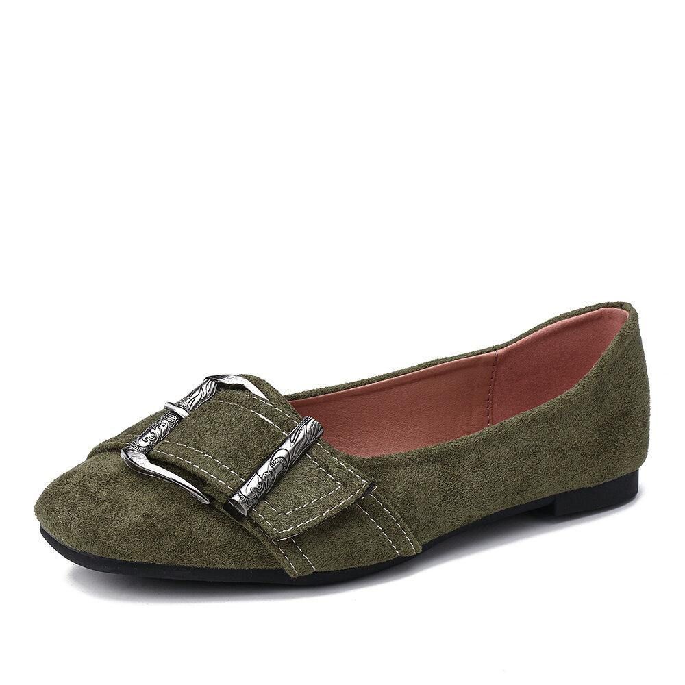 Dames Metalen Decor Effen Kleur Slip Op Platte Schoenen Loafers