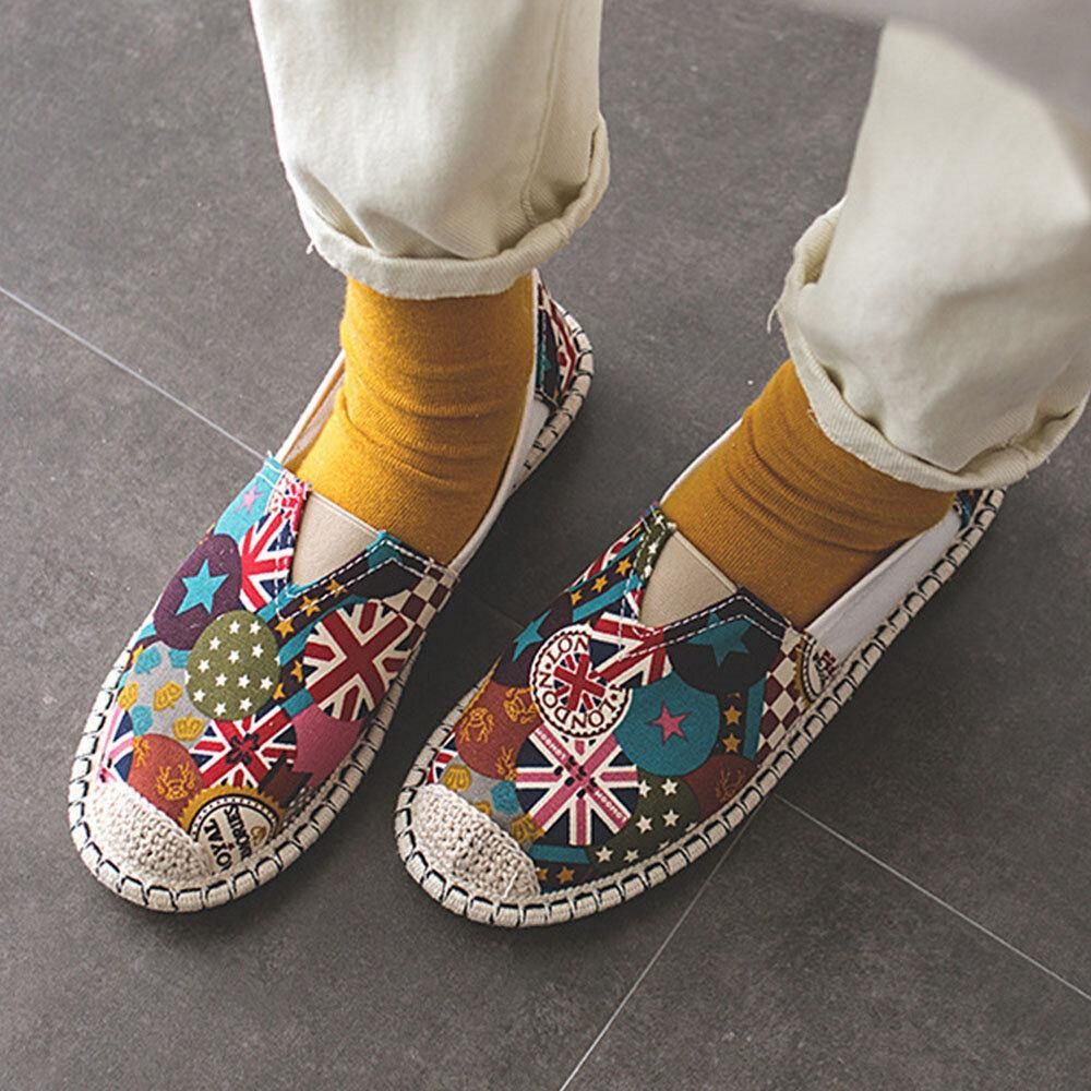 Dames Patroon Slip Op Comfortabele Hand Stiksels Casual Platte Loafers Schoenen