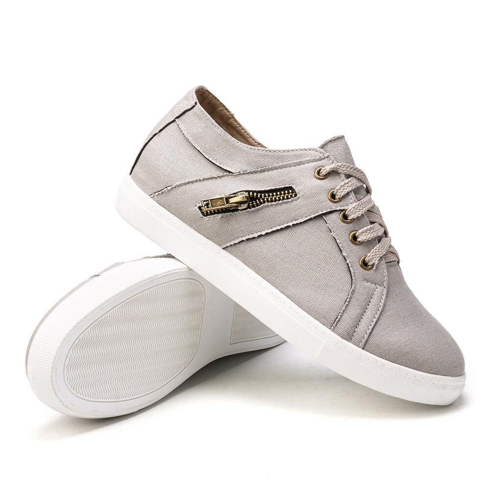 Plus Size Dames Retro Rits Decor Canvas Veterschoenen Platte Casual Schoenen