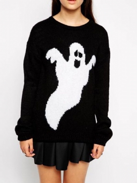 Casual Halloween-Sweater Met Lange Mouwen Ronde Hals