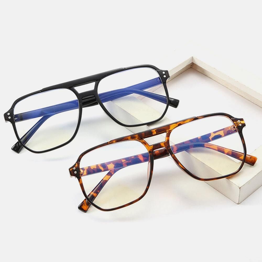 Unisex Dubbele Brug Groot Volledig Frame Anti-Blauw Licht Retro Bril