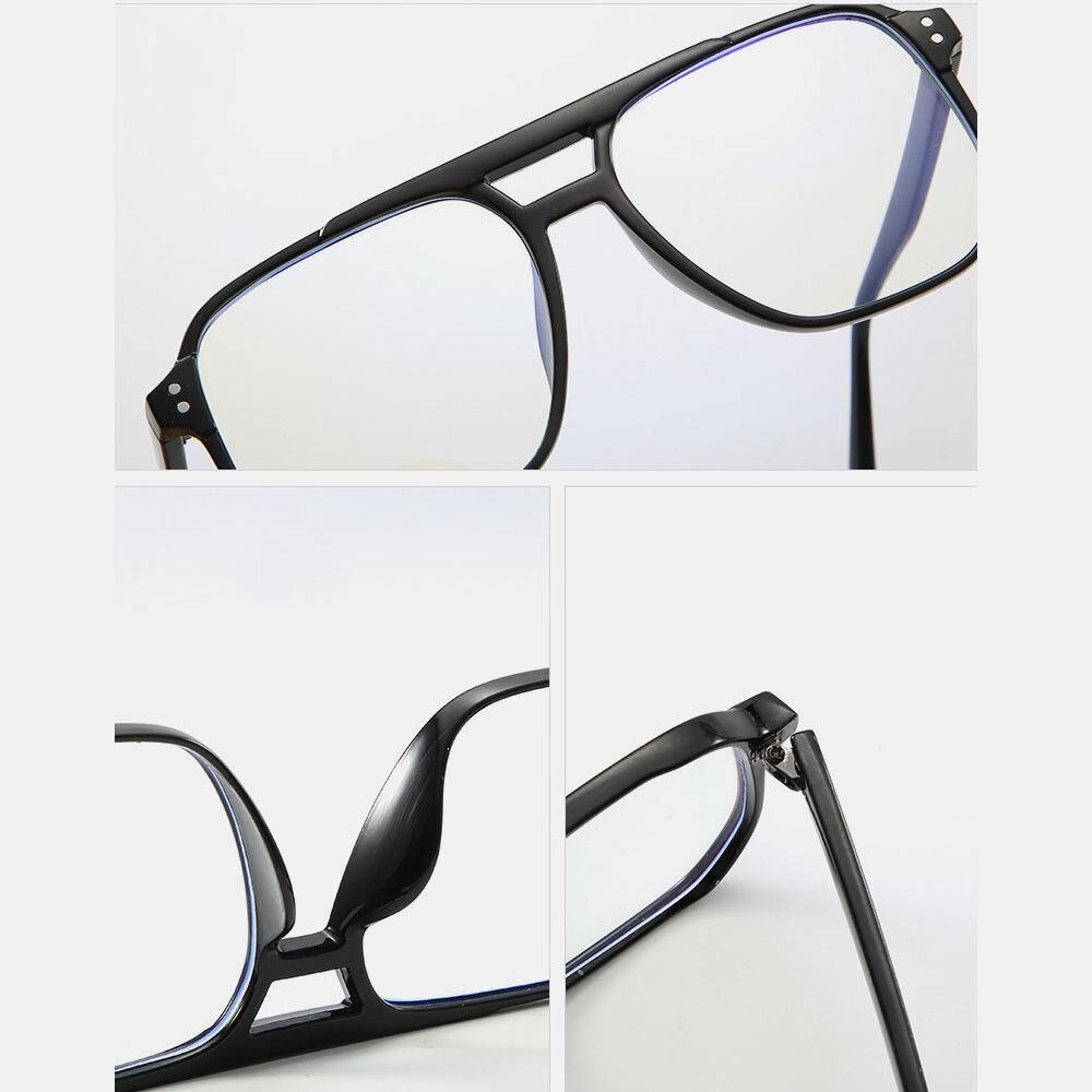 Unisex Dubbele Brug Groot Volledig Frame Anti-Blauw Licht Retro Bril