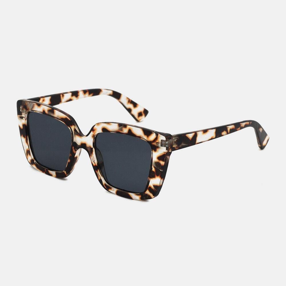 Unisex Leopard Thicken Full Frame Casual Uv-Bescherming Gepolariseerde Zonnebril