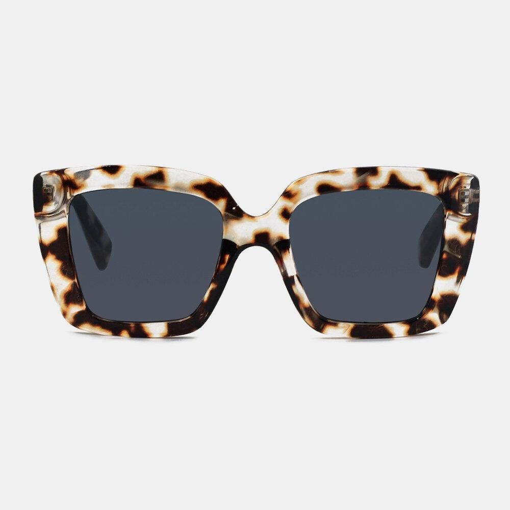 Unisex Leopard Thicken Full Frame Casual Uv-Bescherming Gepolariseerde Zonnebril