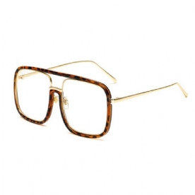 Unisex Retro Platte Spiegel Vierkant Groot Frame Transparante Anti-Uv Zonnebril Vrouw