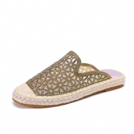 Dames Casual Strass Comfortabele Draagbare Platte Rugloze Sandalen