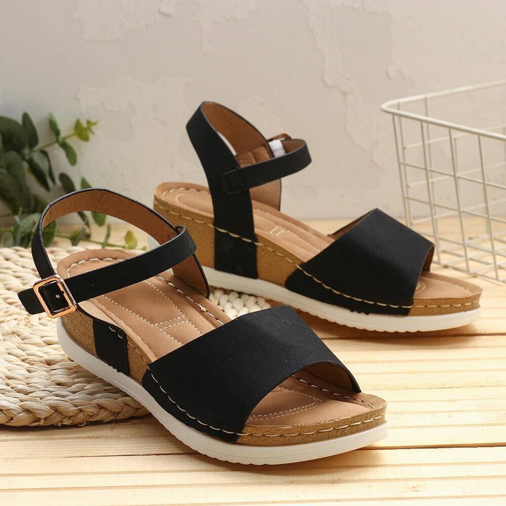 Dames Comfy Open Teen Rocker Sole Slide Sandalen