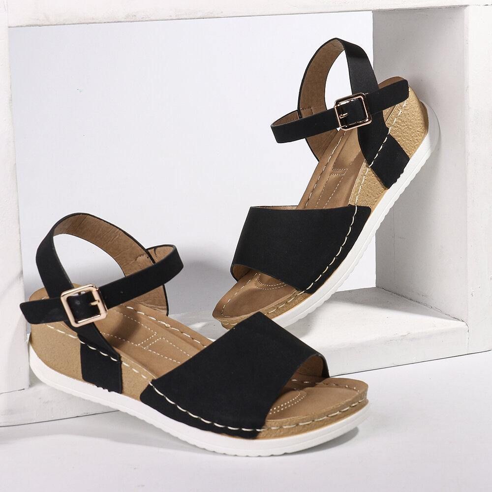 Dames Comfy Open Teen Rocker Sole Slide Sandalen