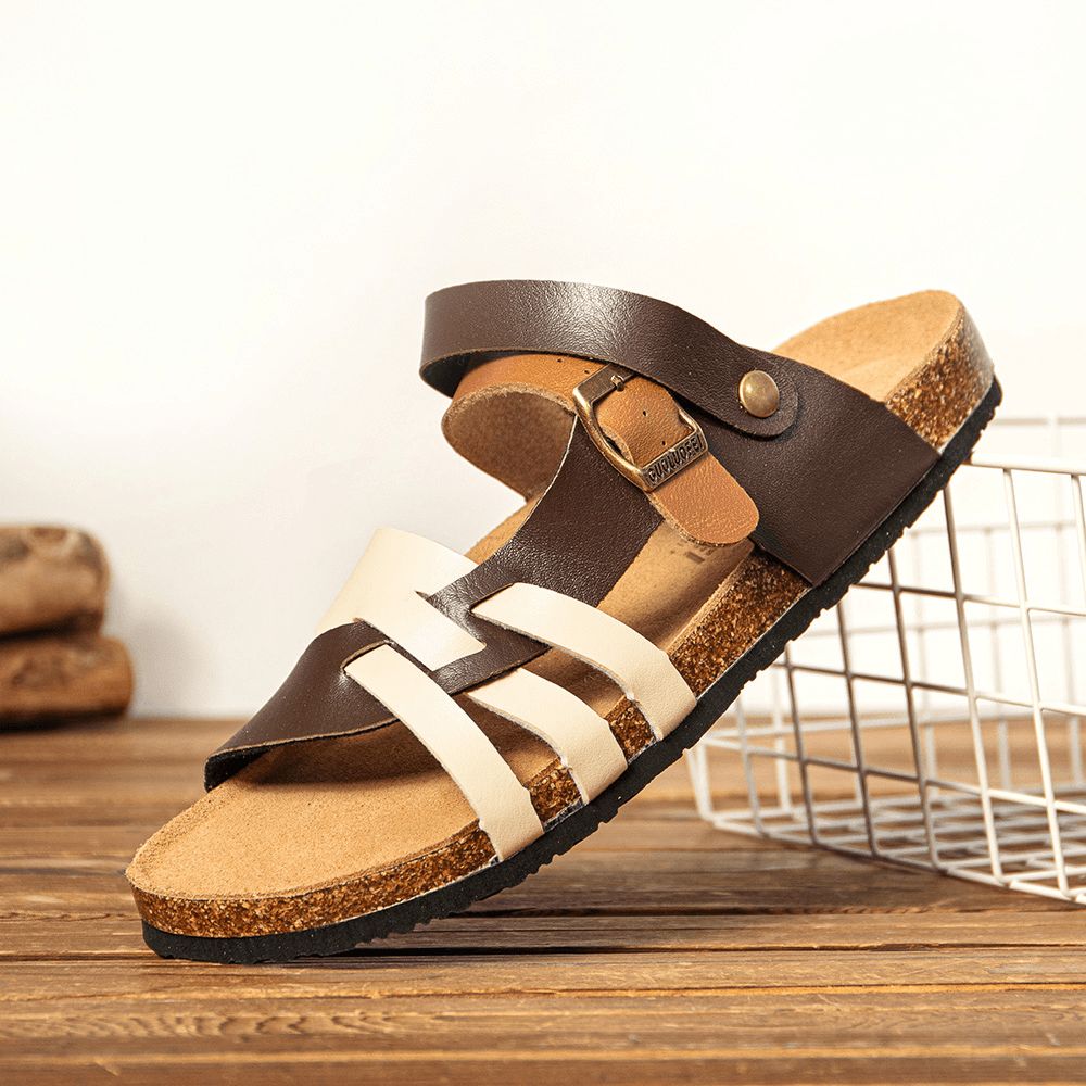 Heren Ademende Twee-Weg Slip Op Antislip Kurk Bodem Casual Sandalen