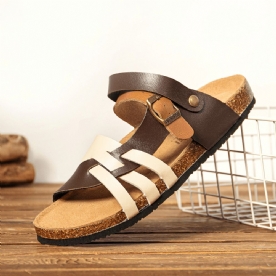 Heren Ademende Twee-Weg Slip Op Antislip Kurk Bodem Casual Sandalen