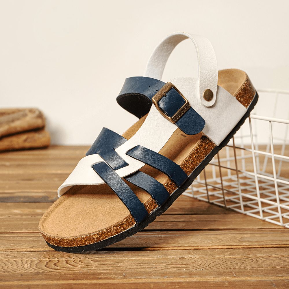 Heren Ademende Twee-Weg Slip Op Antislip Kurk Bodem Casual Sandalen