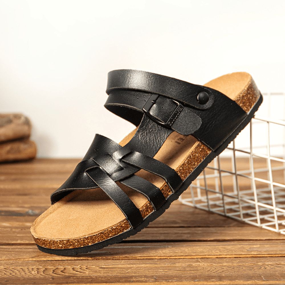 Heren Ademende Twee-Weg Slip Op Antislip Kurk Bodem Casual Sandalen