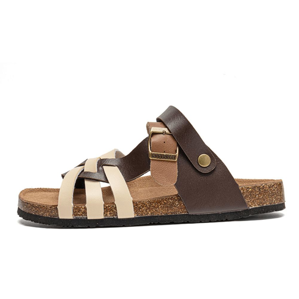 Heren Ademende Twee-Weg Slip Op Antislip Kurk Bodem Casual Sandalen