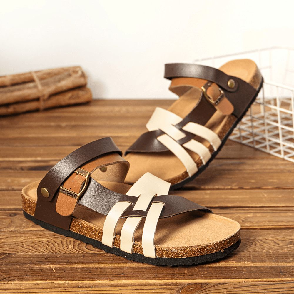 Heren Ademende Twee-Weg Slip Op Antislip Kurk Bodem Casual Sandalen