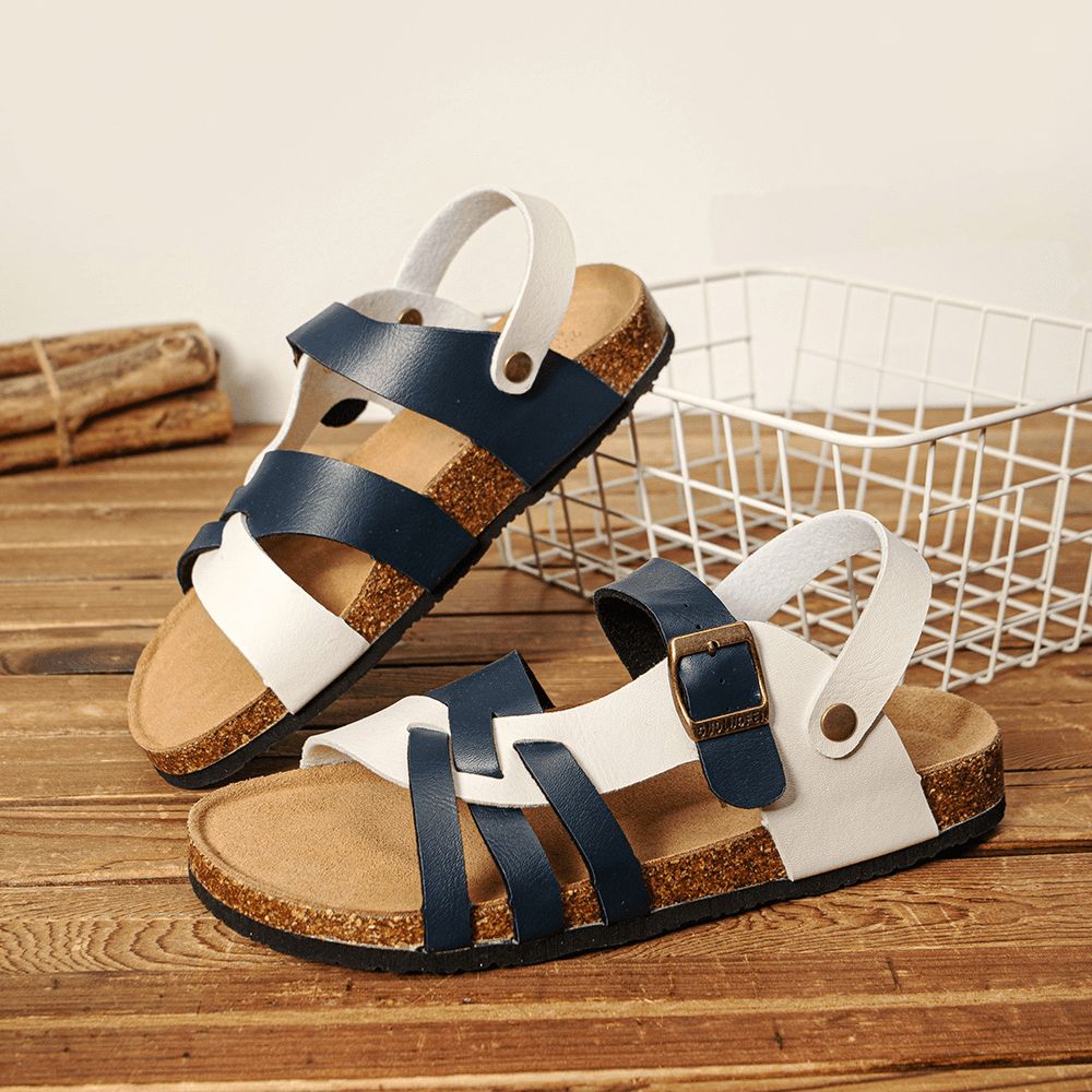 Heren Ademende Twee-Weg Slip Op Antislip Kurk Bodem Casual Sandalen