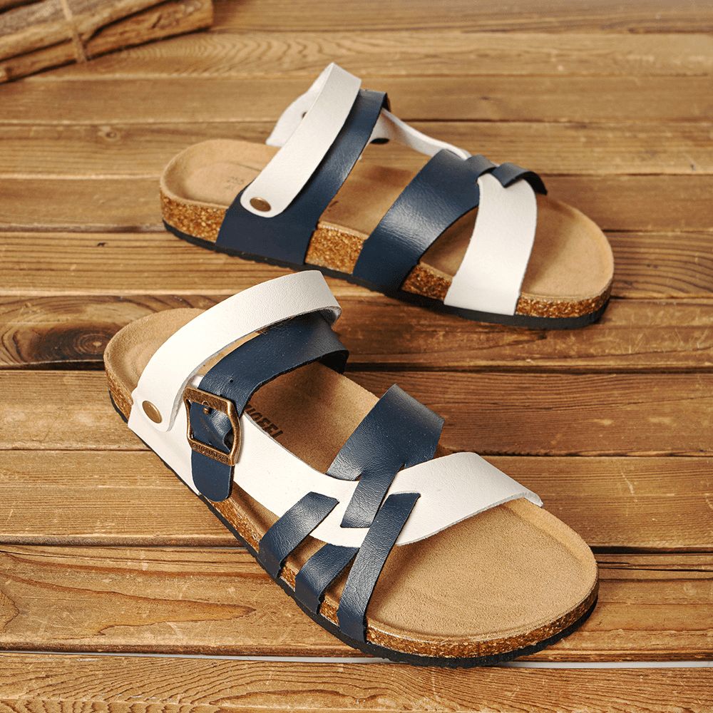 Heren Ademende Twee-Weg Slip Op Antislip Kurk Bodem Casual Sandalen