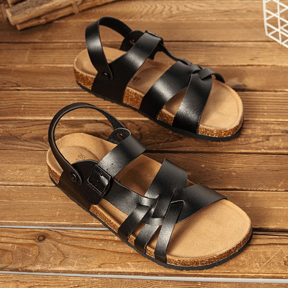 Heren Ademende Twee-Weg Slip Op Antislip Kurk Bodem Casual Sandalen