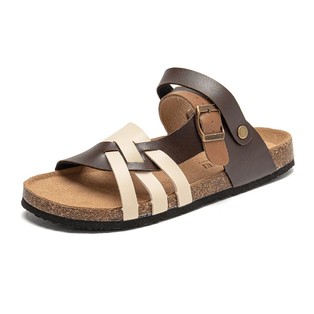 Heren Ademende Twee-Weg Slip Op Antislip Kurk Bodem Casual Sandalen