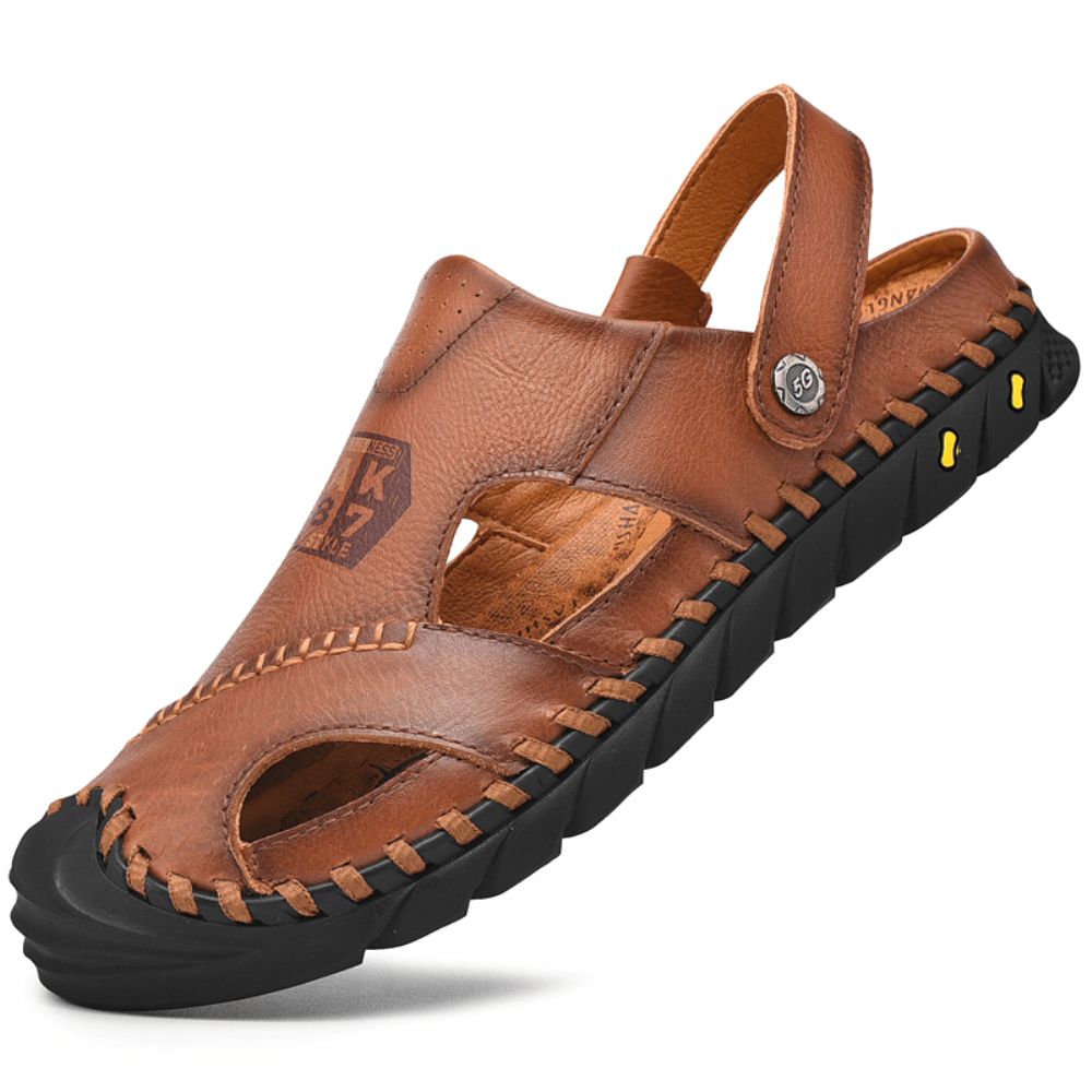 Heren Anti-Collision Teen Rundleder Hand Stiksels Outdoor Water Sandalen