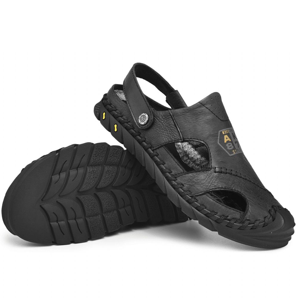 Heren Anti-Collision Teen Rundleder Hand Stiksels Outdoor Water Sandalen