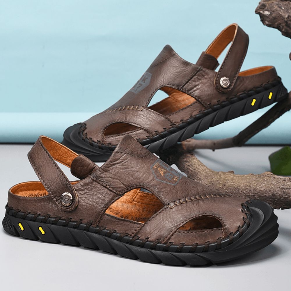 Heren Anti-Collision Teen Rundleder Hand Stiksels Outdoor Water Sandalen