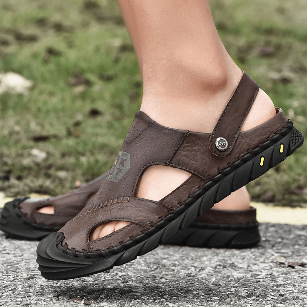 Heren Anti-Collision Teen Rundleder Hand Stiksels Outdoor Water Sandalen