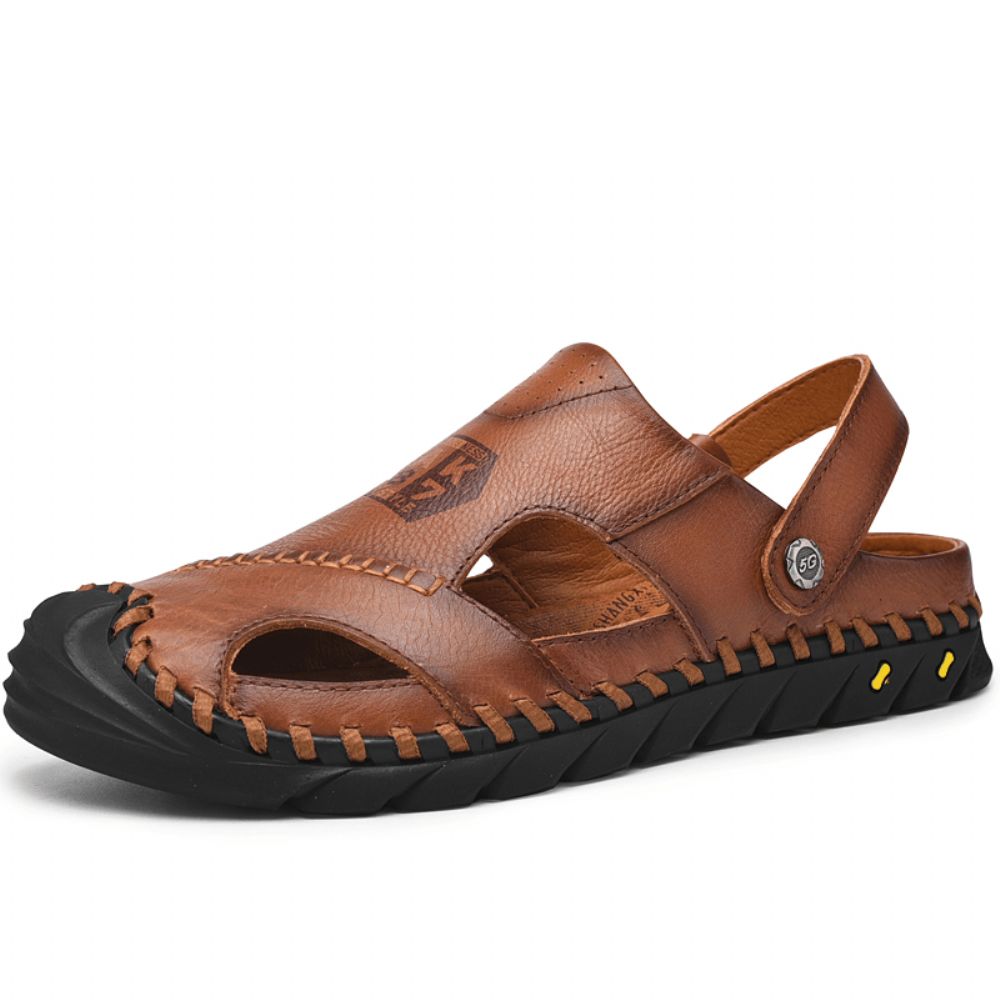 Heren Anti-Collision Teen Rundleder Hand Stiksels Outdoor Water Sandalen