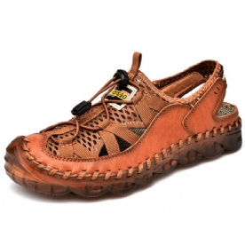 Heren Echt Leer Ademend Gesloten Teen Antislip Zachte Casual Outdoor Sandalen