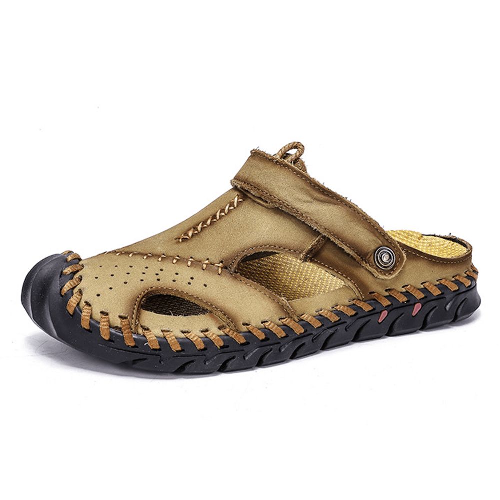 Heren Hand Stiksels Antislip Outdoor Casual Strand Lederen Sandalen