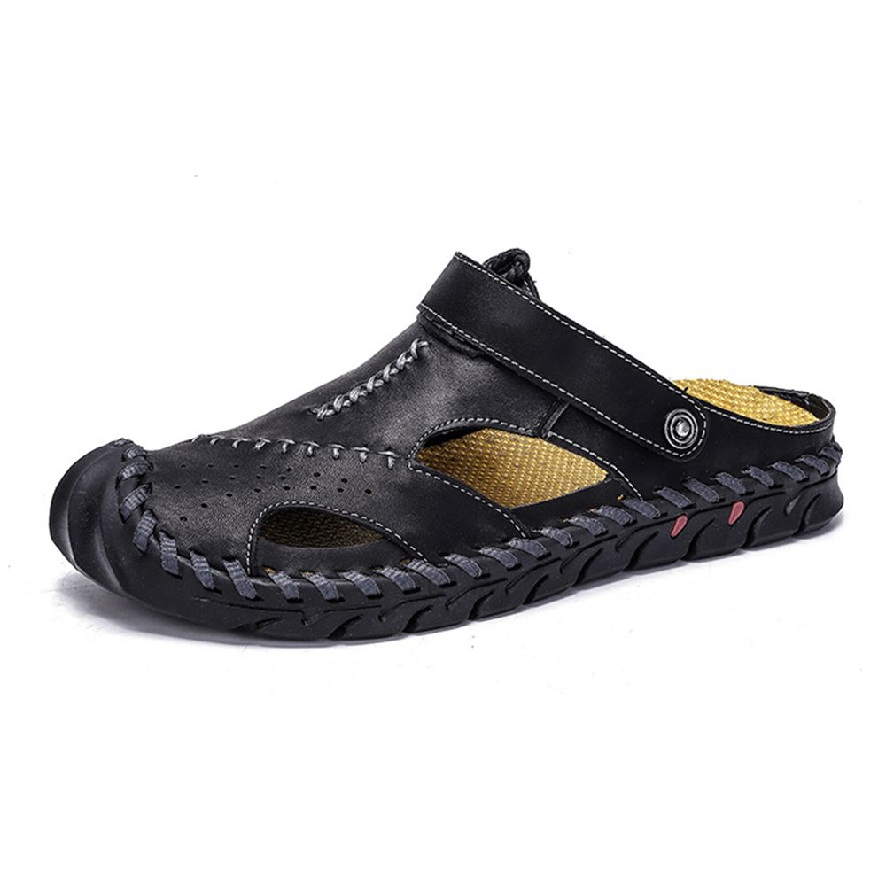 Heren Hand Stiksels Antislip Outdoor Casual Strand Lederen Sandalen