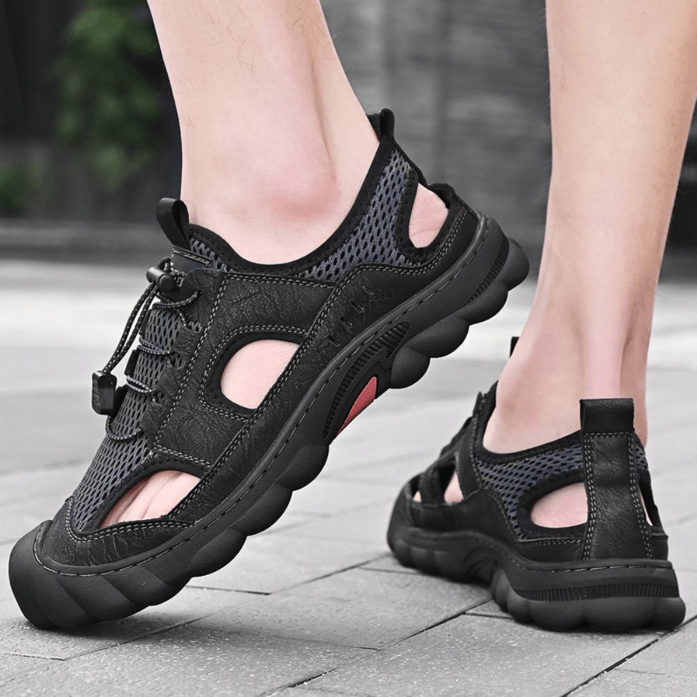 Heren Koeienhuid Ademend Mesh Zachte Casual Outdoor Sandalen