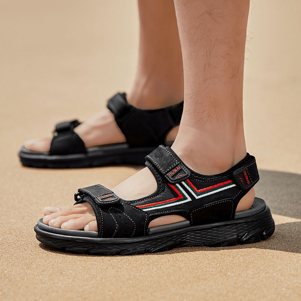 Heren Lederen Ademende Antislip Geopend Comfortabele Strand Casual Outdoor Sandalen