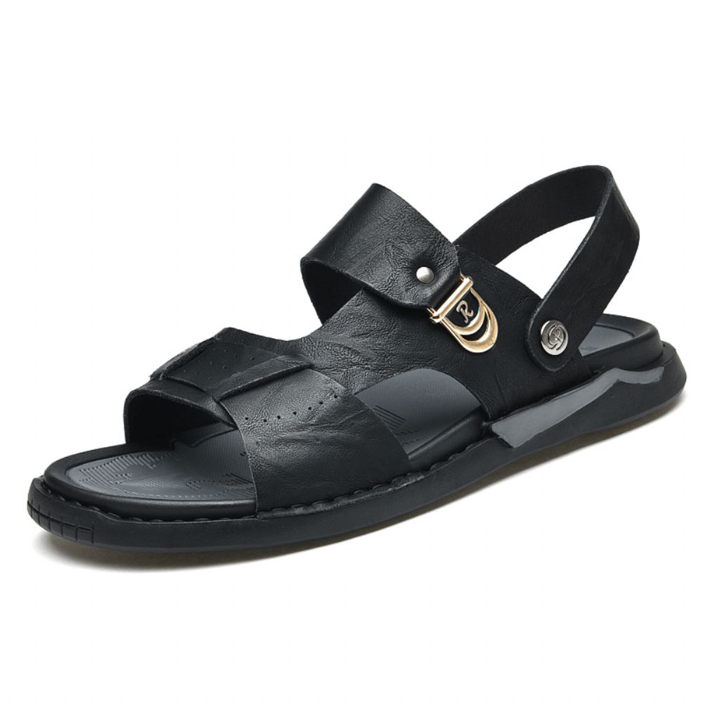 Heren Microfiber Leer Tweerichtings Ademend Zachte Antislip Casual Outdoor Sandalen