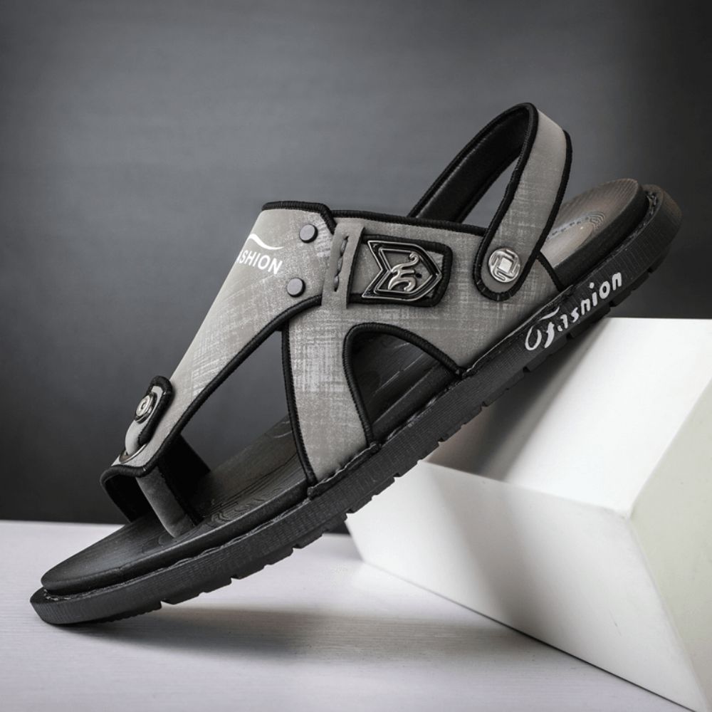 Heren Microfiber Leer Tweerichtings Zacht Ademend Antislip Casual Outdoor Sandalen