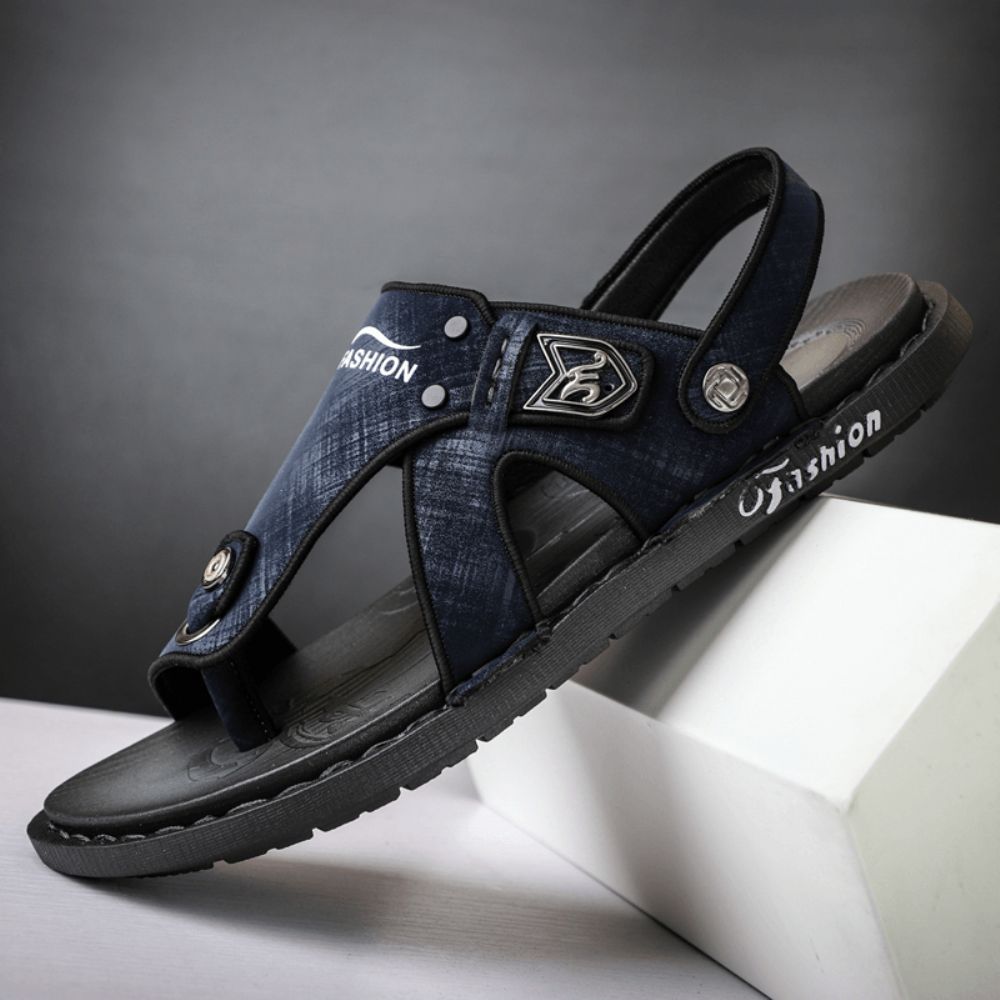 Heren Microfiber Leer Tweerichtings Zacht Ademend Antislip Casual Outdoor Sandalen