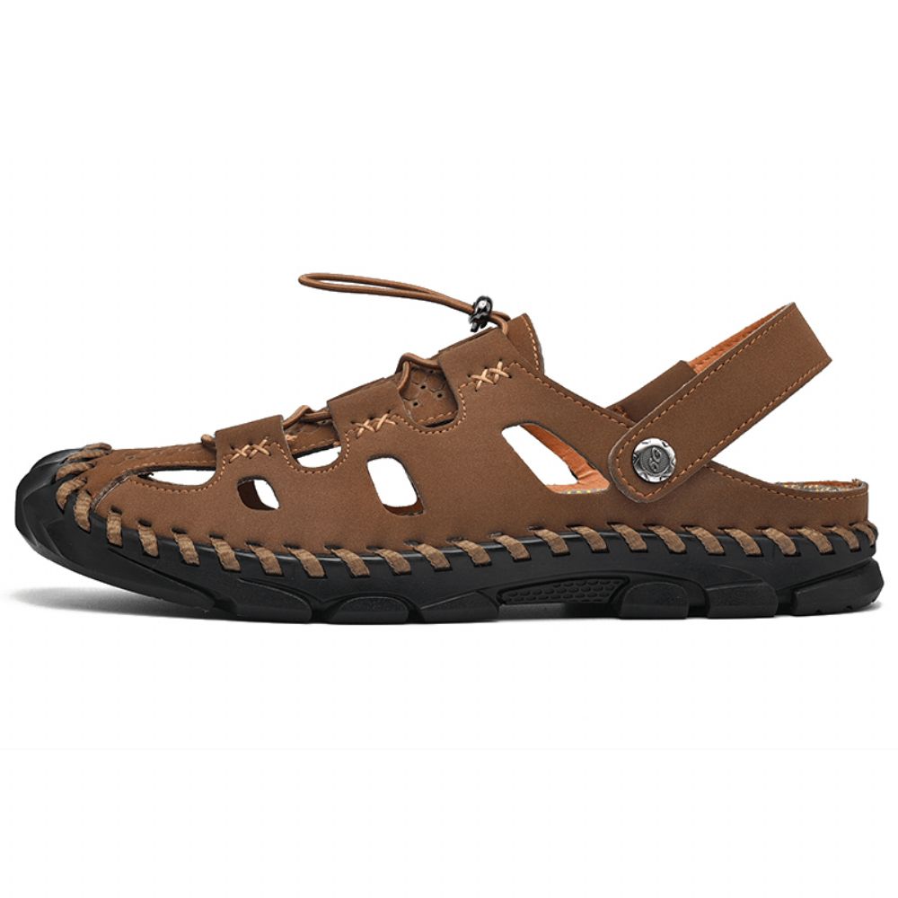 Heren Outdoor Antislip Zachte Comfortabele Handstiksels Strandsandalen